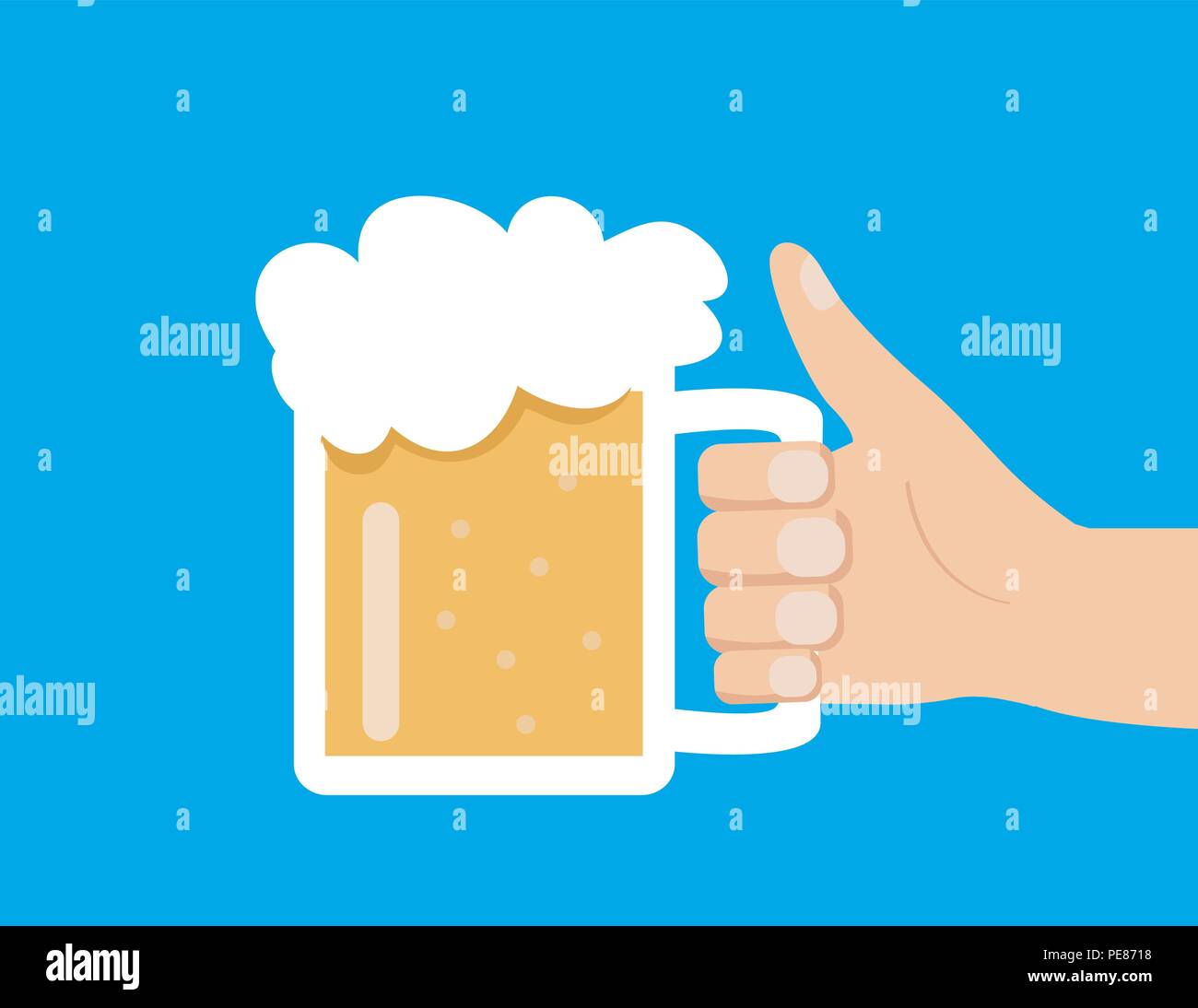 Maschio di tenere in mano la birra in vetro Illustrazione Vettoriale