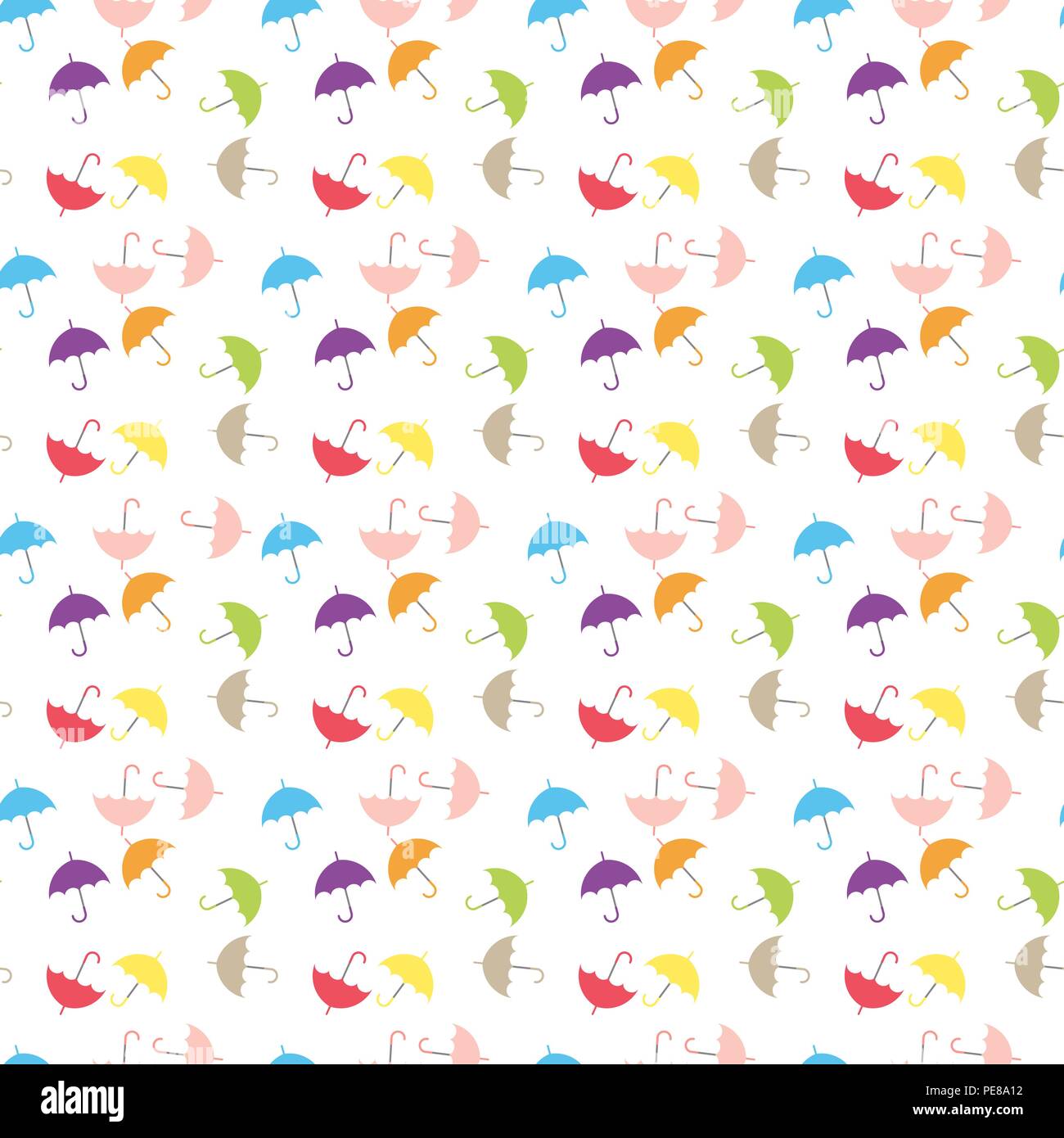 Acquerello ombrelli seamless pattern. Colorata illustrazione vettoriale, adatto per carta da parati, sfondo della pagina web, bambini tessile. eps 10. Illustrazione Vettoriale