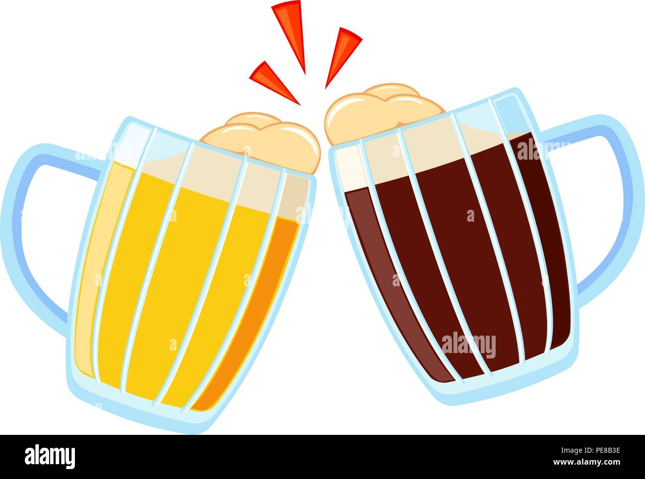 Coloratissimo cartoon due Boccale per birra in vetro Illustrazione Vettoriale