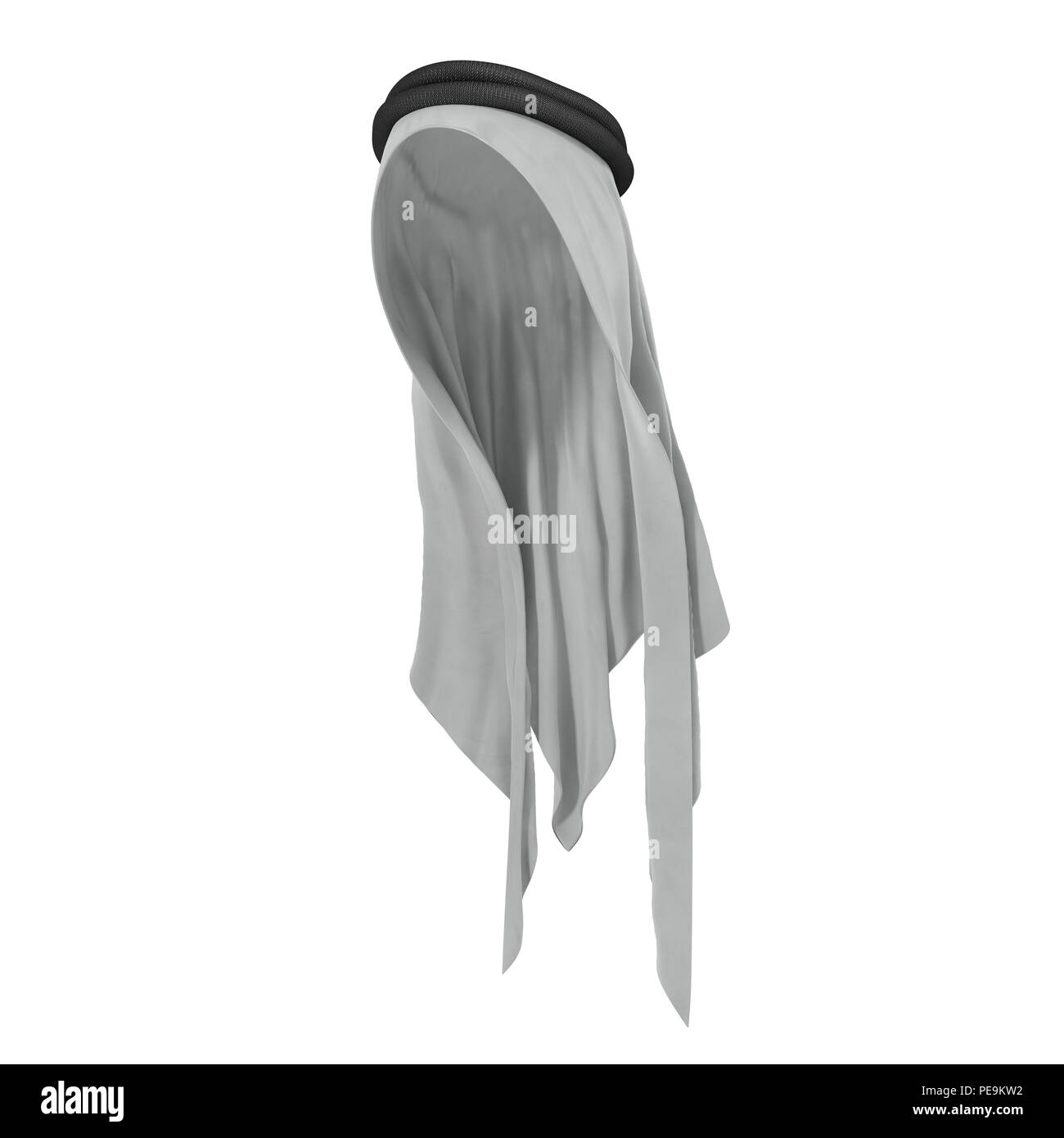 Tradizionale arabo khaliji hat o keffiyeh. Cappello musulmano isolato su bianco. 3D illustrazione Foto Stock