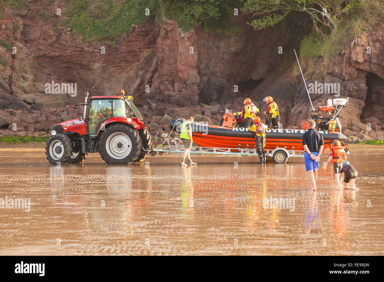 Speranza Cove scialuppa di salvataggio , speranza Cove, Devon, Inghilterra, Regno Unito. Foto Stock