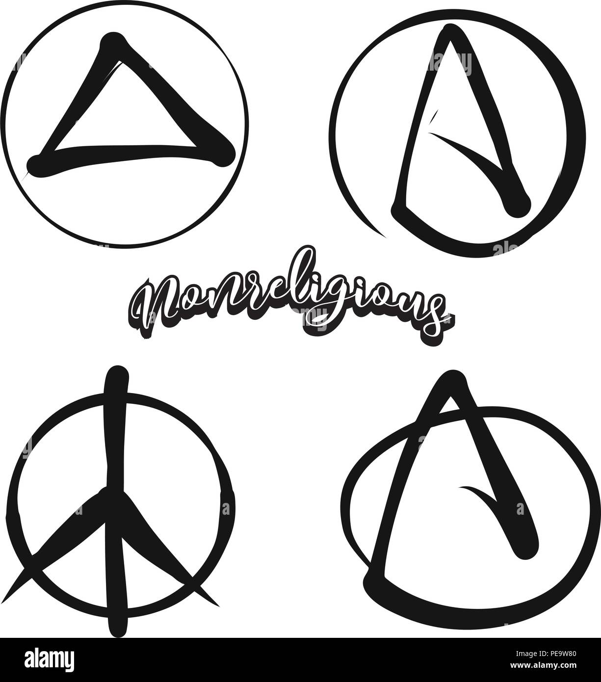Set di disegnati a mano i simboli laico. Vari religiosi simboli storici dipinti a mano. Disegno vettoriale. Illustrazione Vettoriale