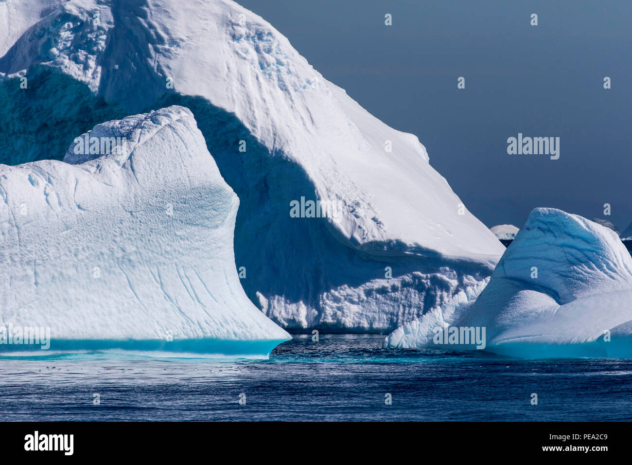 Floating ghiaccio del ghiacciaio al largo dell' Antartide Foto Stock