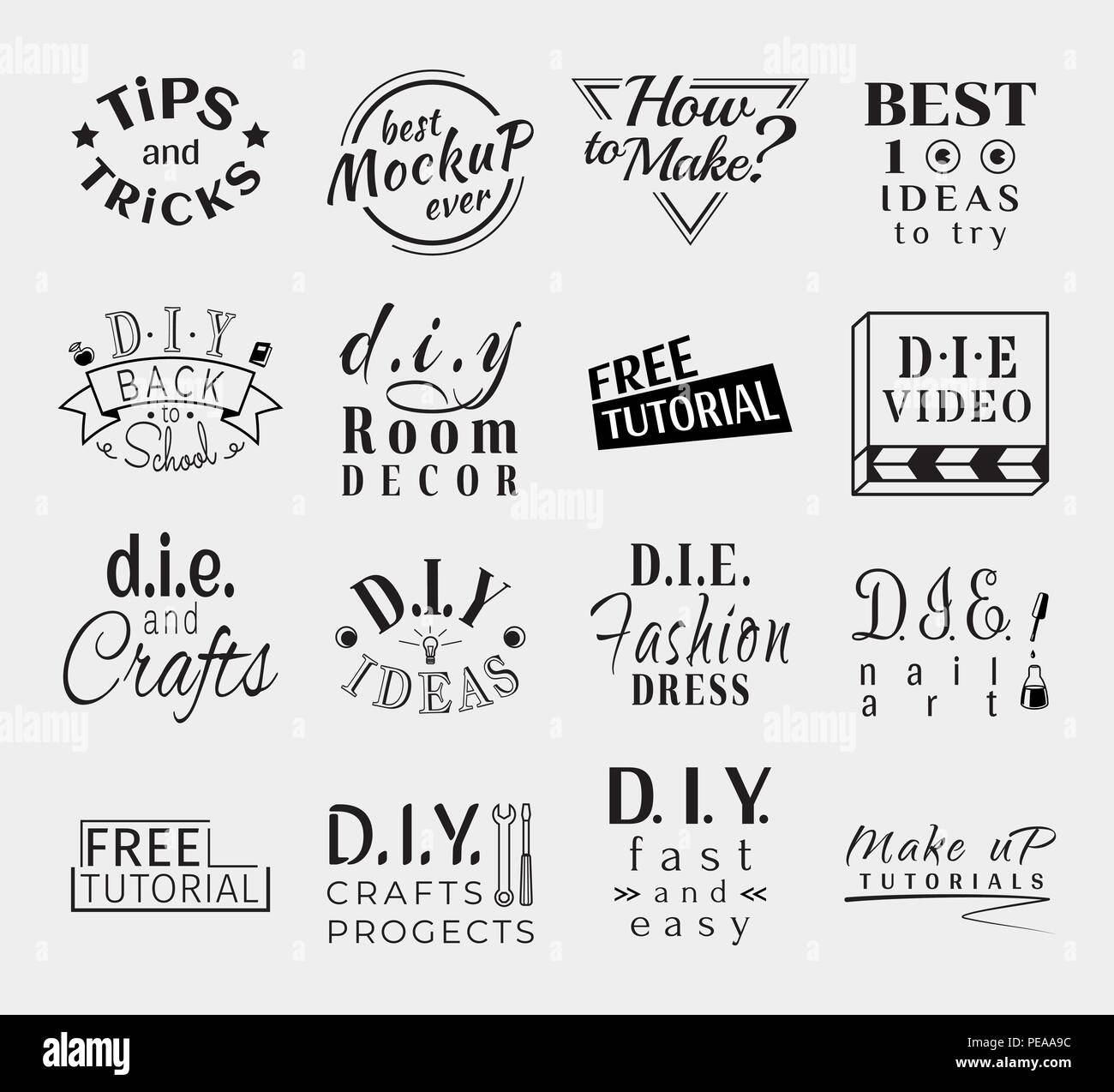 Vintage retrò etichette di vettore per banner, poster, volantini o il video fai da te canale Illustrazione Vettoriale