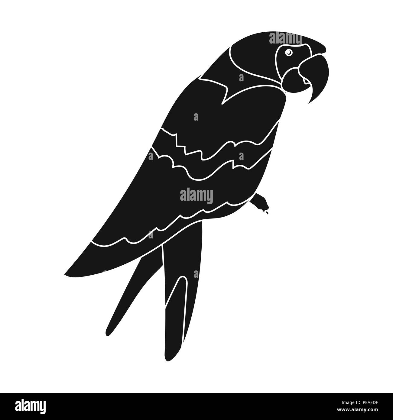 I pirati icona papagallo nel nero stile isolato su sfondo bianco. Il simbolo dei pirati illustrazione vettoriale. Illustrazione Vettoriale