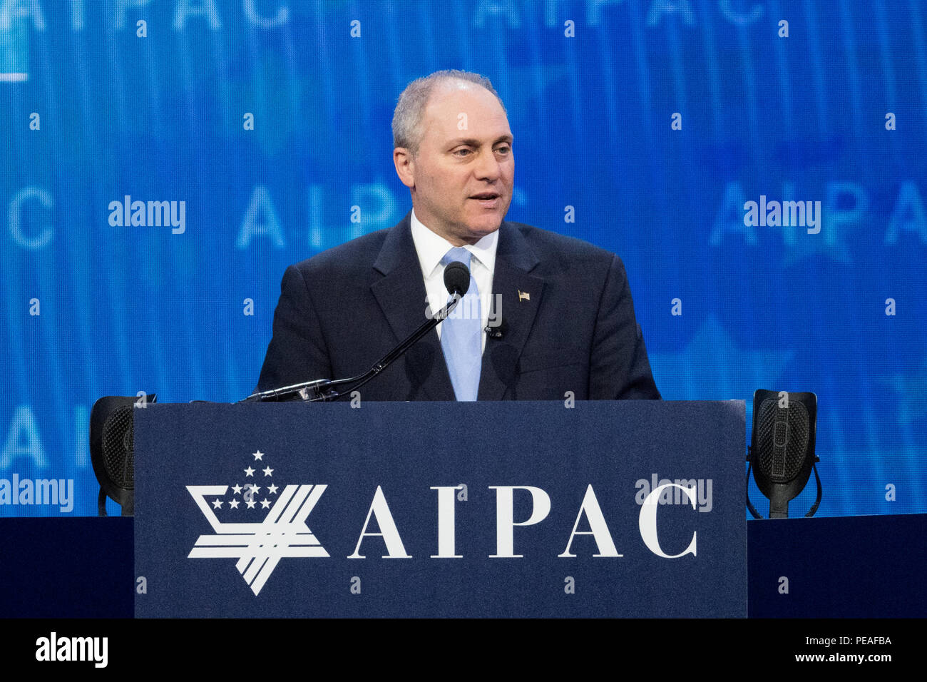 Steve Scalise, Rappresentante (R) per la Louisiana del primo quartiere congressuale, parlando a AIPAC (American Israel Public Affairs Committee) Politica Foto Stock