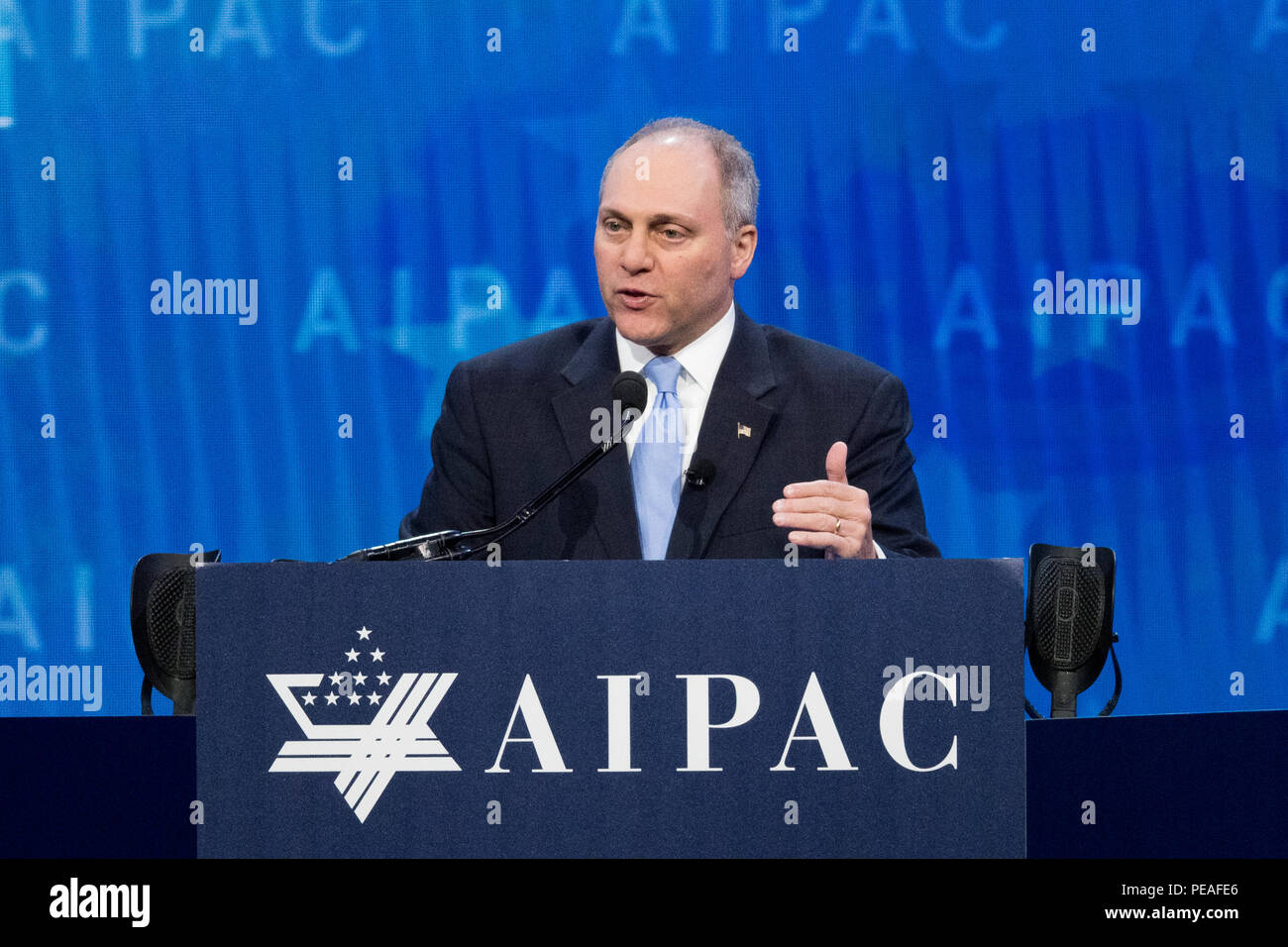 Steve Scalise, Rappresentante (R) per la Louisiana del primo quartiere congressuale, parlando a AIPAC (American Israel Public Affairs Committee) Politica Foto Stock