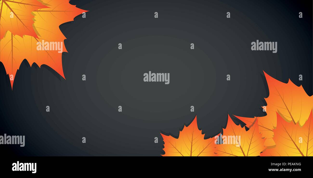 Foglie di autunno su uno sfondo nero illustrazione vettoriale EPS10 Illustrazione Vettoriale