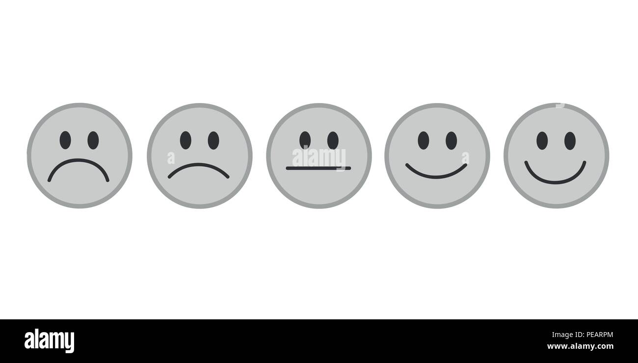Rating grigio facce smileys illustrazione vettoriale EPS10 Illustrazione Vettoriale