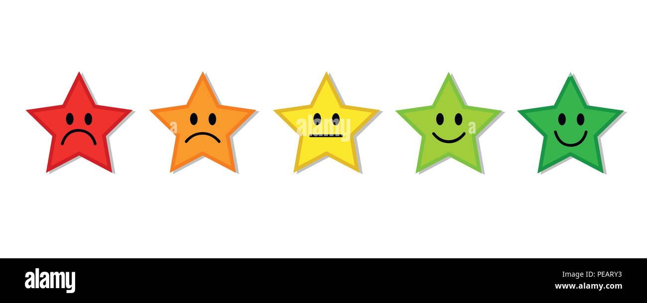Rating stelle feedback rosso al verde illustrazione vettoriale EPS10 Illustrazione Vettoriale