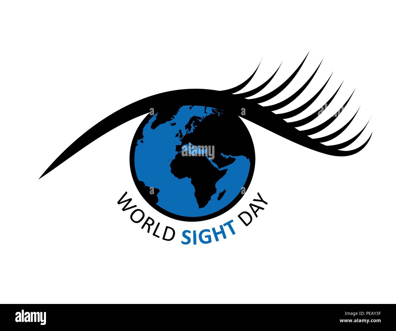 Giornata mondiale della vista la terra in un occhio azzurro illustrazione vettoriale EPS10 Illustrazione Vettoriale