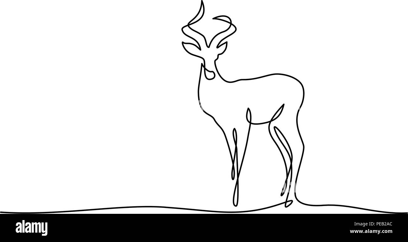 Continuo di un disegno della linea. Impala simbolo a piedi. Il logo di Impala. Illustrazione Vettoriale Illustrazione Vettoriale