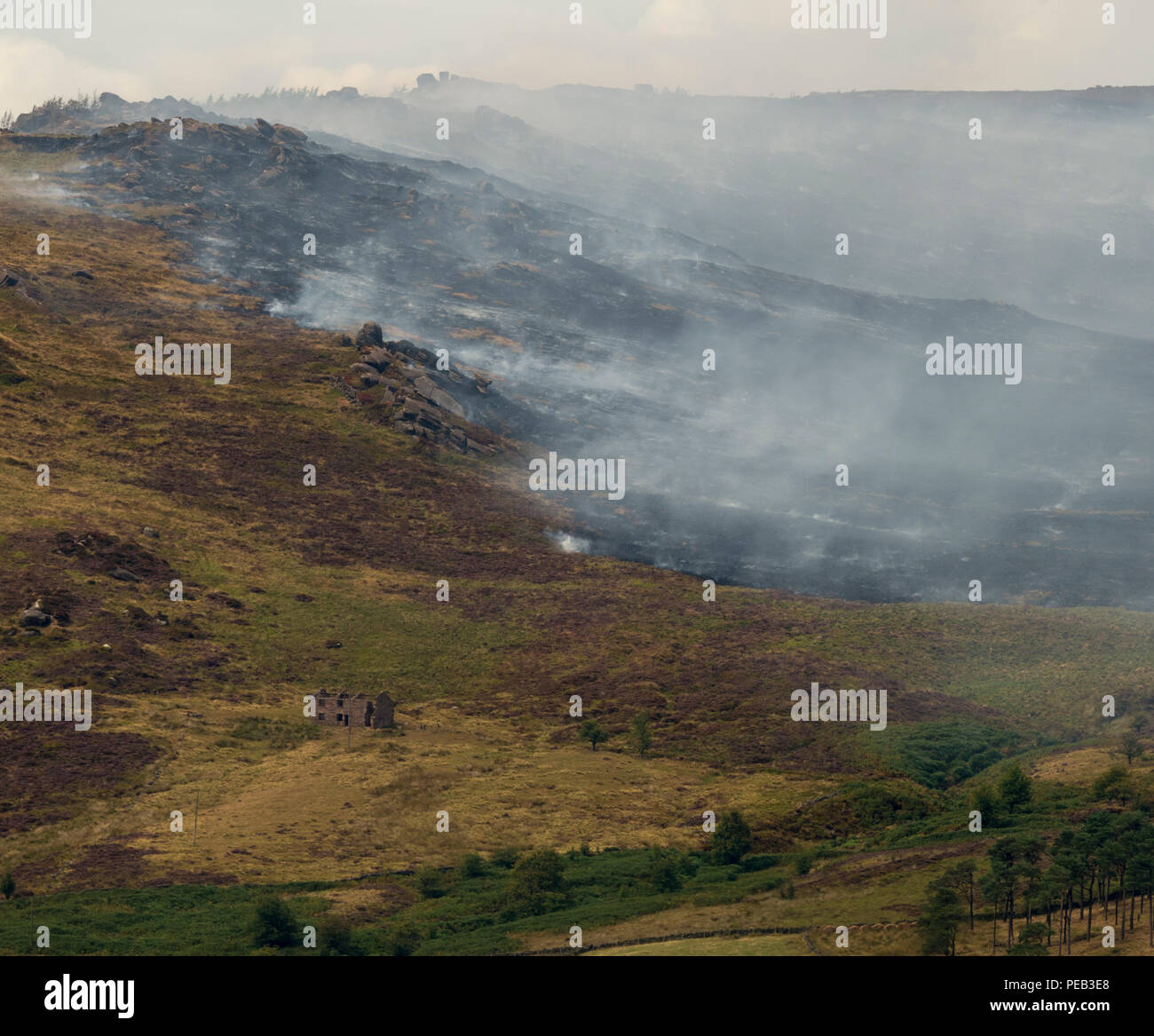 Il Roaches fire, agosto 2018, Staffordshire Moorlands, REGNO UNITO Foto Stock