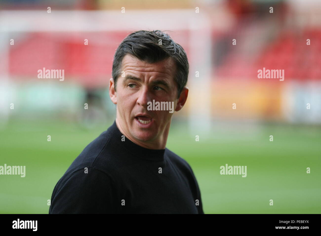 Crewe, Cheshire, Regno Unito. 14 Agosto, 2018. Fleetwood Town manager Joey Barton al cup fixture contro Crewe Alexandra. Credito: Simon Newbury/Alamy Live News Foto Stock