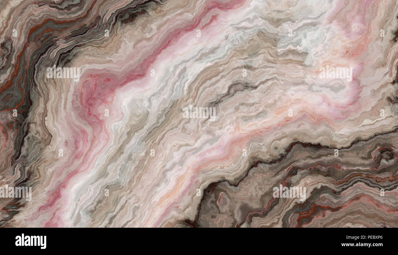 La piastrella di grigio Onyx abstract texture con inclusioni di rose. Sfondo colorato. 2D'illustrazione. Bellezze naturali Foto Stock