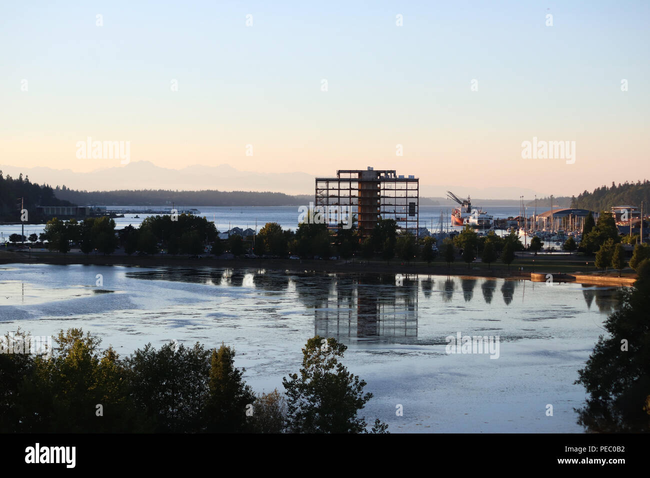 Capitol Lake in Olympia, Washington, con pochi dell'oceano Foto Stock