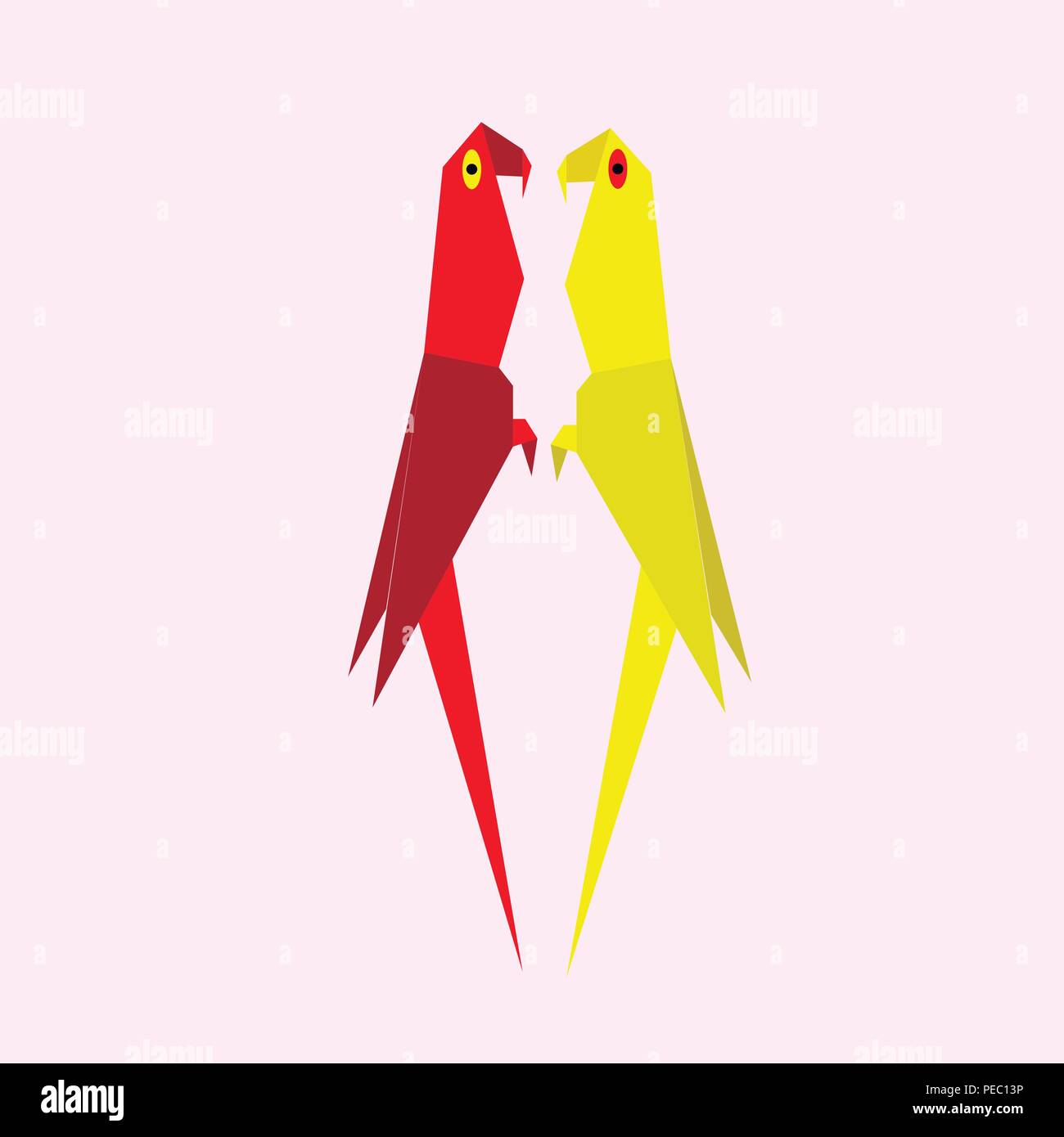 Carta Origami pappagalli Illustrazione Vettoriale