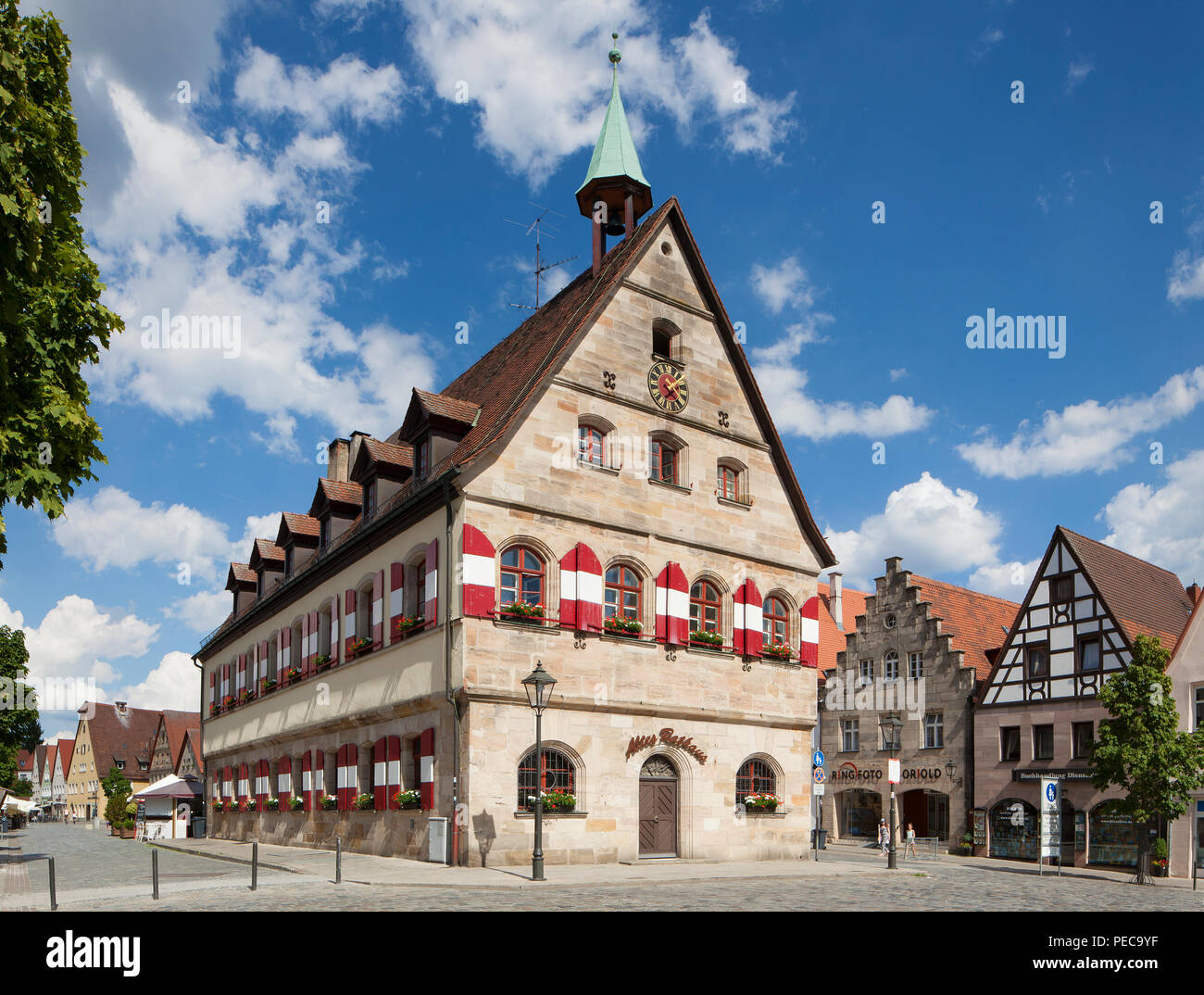 Il vecchio Municipio sulla piazza del mercato, Lauf an der Pegnitz, Media Franconia, Franconia, Baviera, Germania Foto Stock