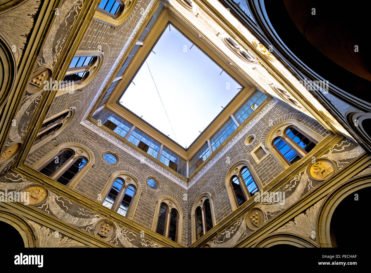 Palazzo Medici famoso di Firenze vista atrio, Regione Toscana Italia Foto Stock