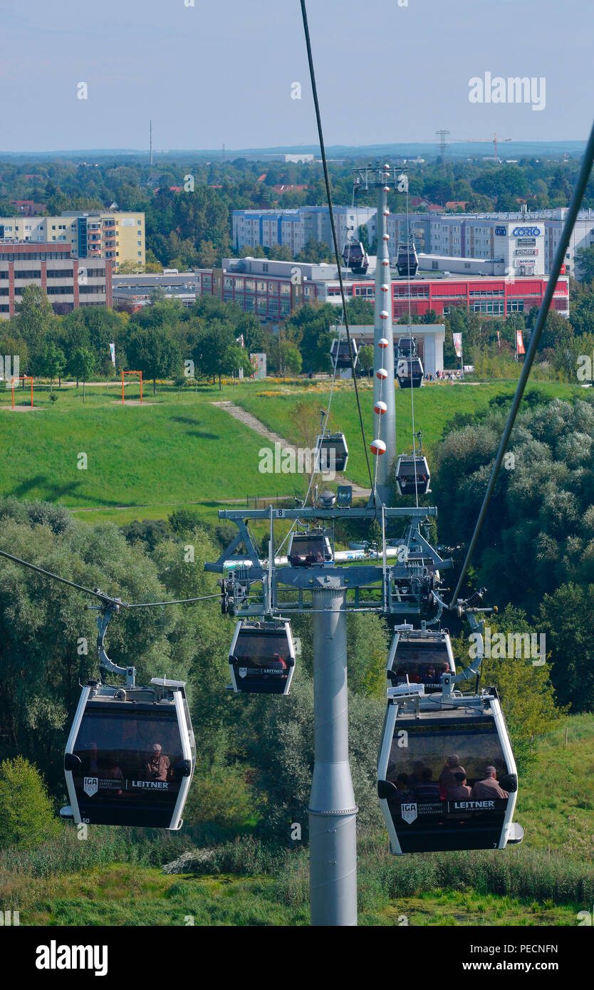 Seilbahn, IGA, Internationale Gartenausstellung, Hellersdorf di Berlino, Deutschland Foto Stock