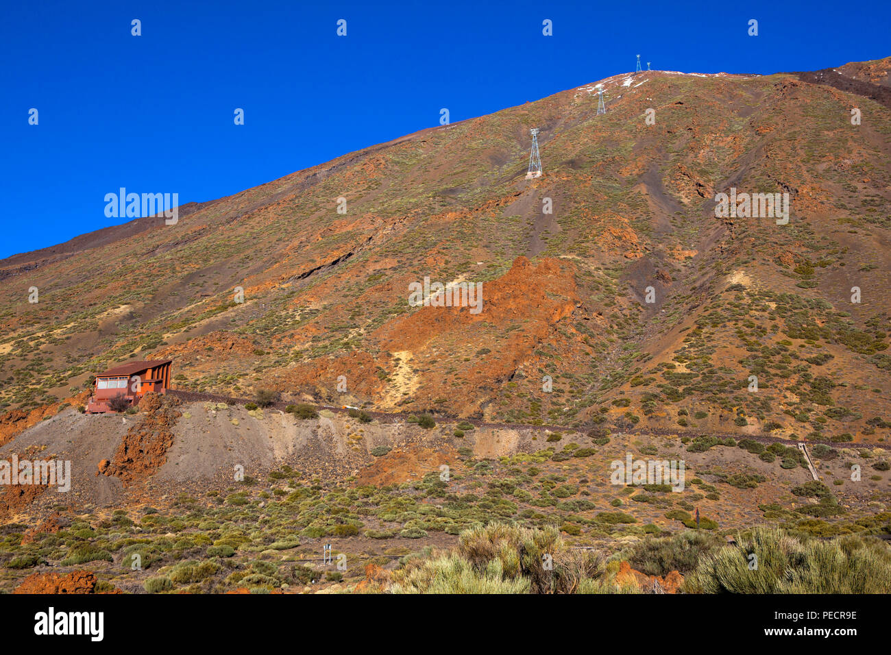 Funivia, o telerific, al Parco Nazionale del Teide, Parque Nacional del Teide. Il vulcanico del Monte Teide, o Pico del Teide Tenerife, Isole Canarie - a Foto Stock