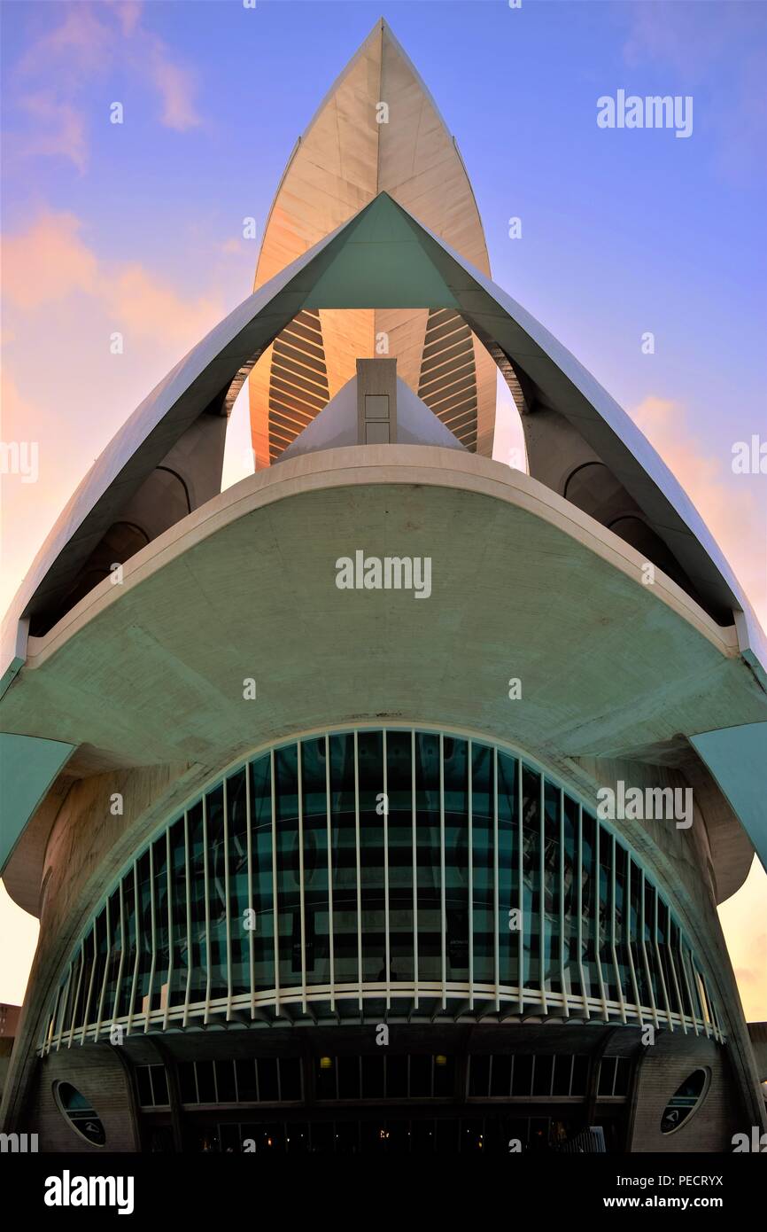Valencia arte e scienza centro dell'Architetto Santiago Calatrava è un capolavoro di arte e architettura moderna, attrazione turistica più popolare Foto Stock