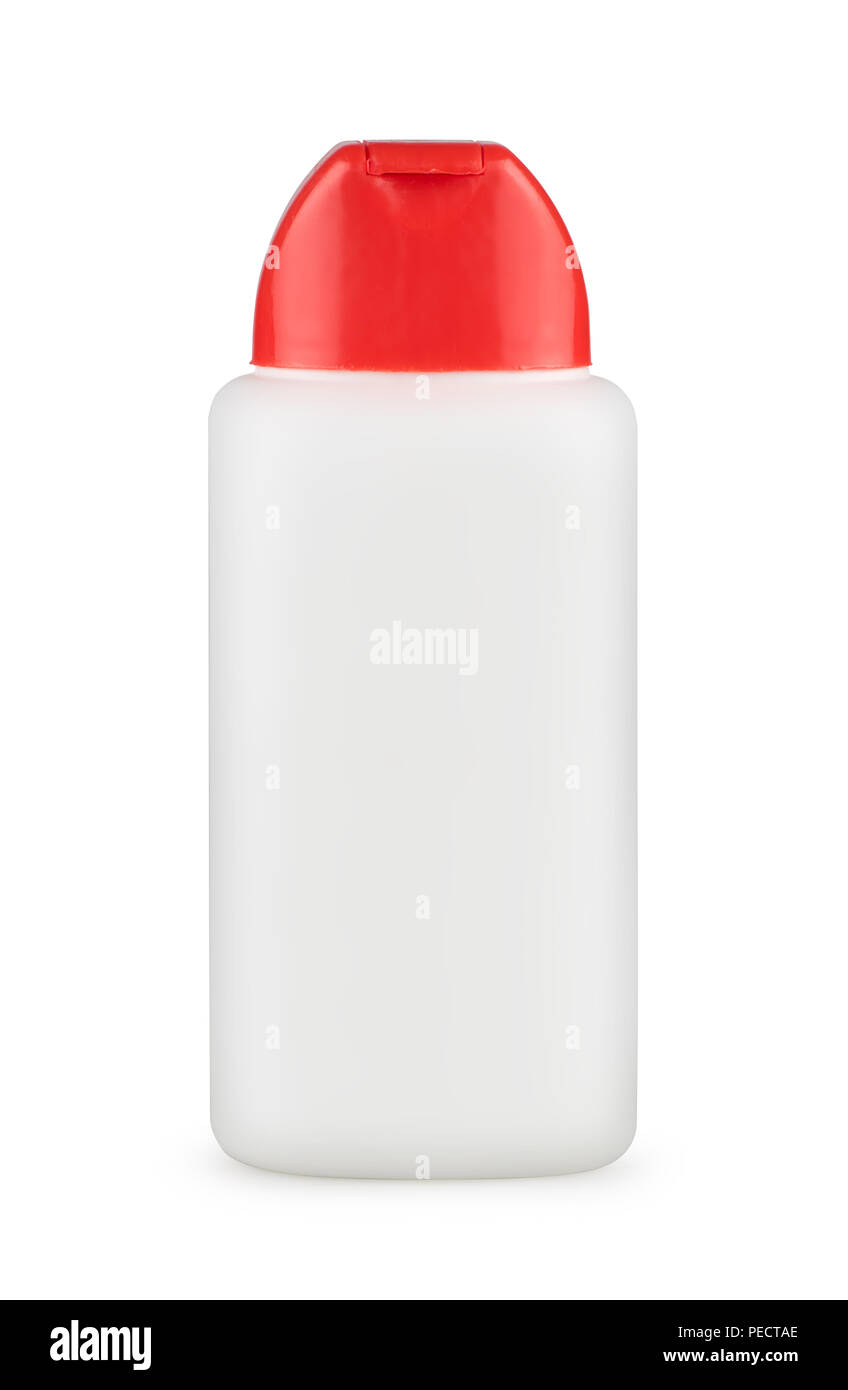 Bottiglia di plastica bianca per il liquido detergente per lavanderia, agente di pulizia, candeggina o ammorbidente. Confezione mockup. Foto Stock