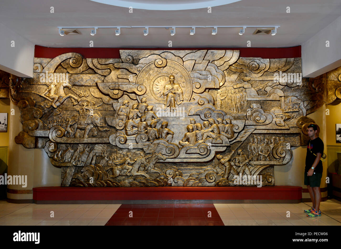 Sollievo Ho Chi Minh, Ausstellung, Museo fuer Militaergeschichte, Dien Bien Phu, Hanoi, Vietnam Foto Stock