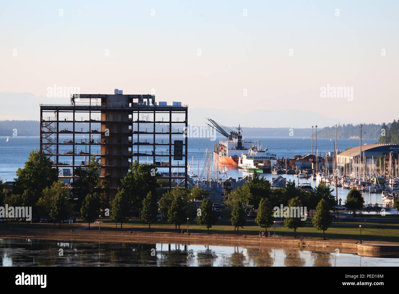 Capitol Lake in Olympia, Washington, con pochi dell'oceano Foto Stock