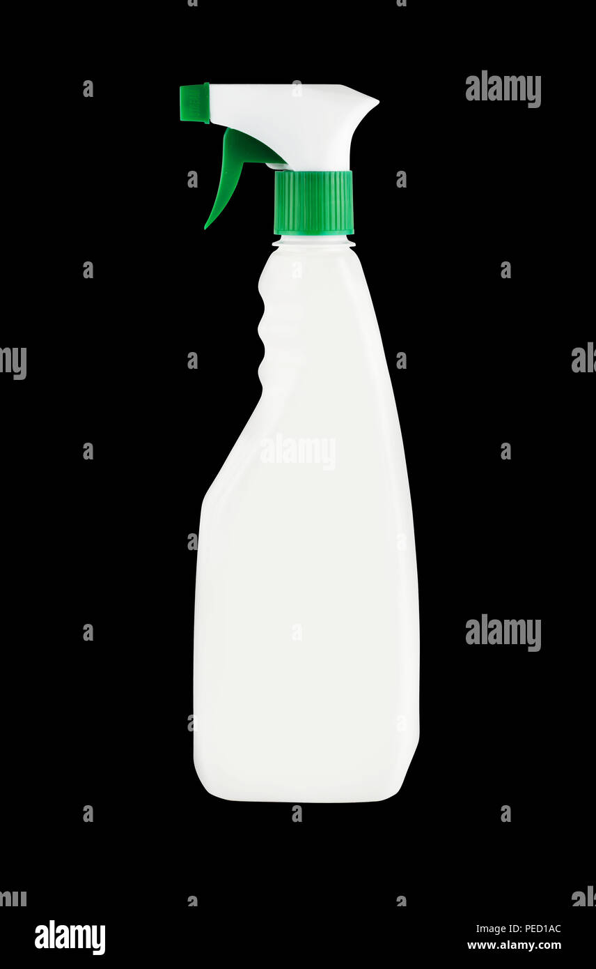 La bottiglia spray isolati su sfondo nero Foto Stock
