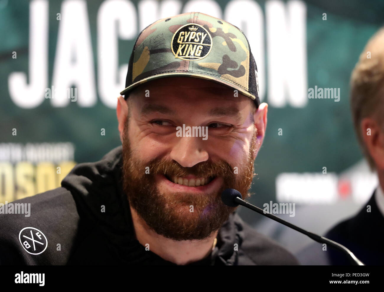 Tyson Fury durante la conferenza stampa al Europa Hotel, Belfast. Foto Stock