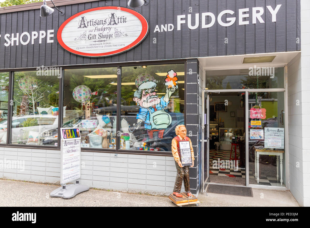 Gli artigiani attico e Fudgery dono Shoppe nella città di speranza, British Columbia, Canada Foto Stock