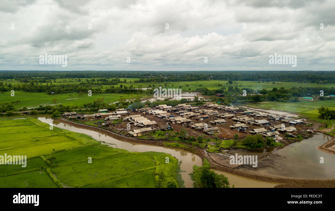 Sale in fabbrica Sakon Nakhon Thailandia. Vista dall'alto da fuco. Foto Stock