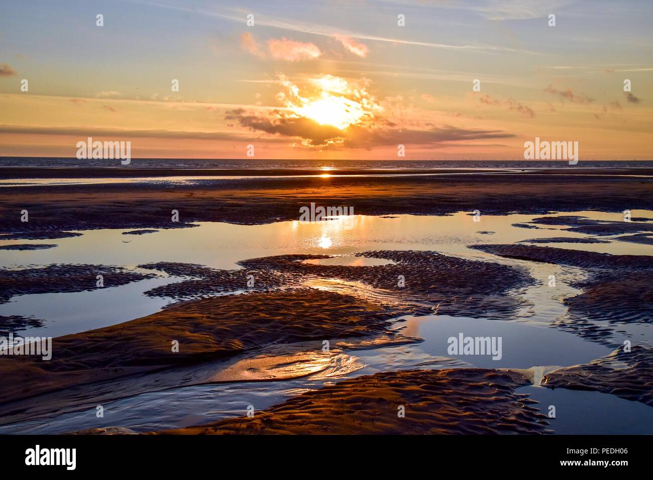 Blackpool tramonto. Foto Stock
