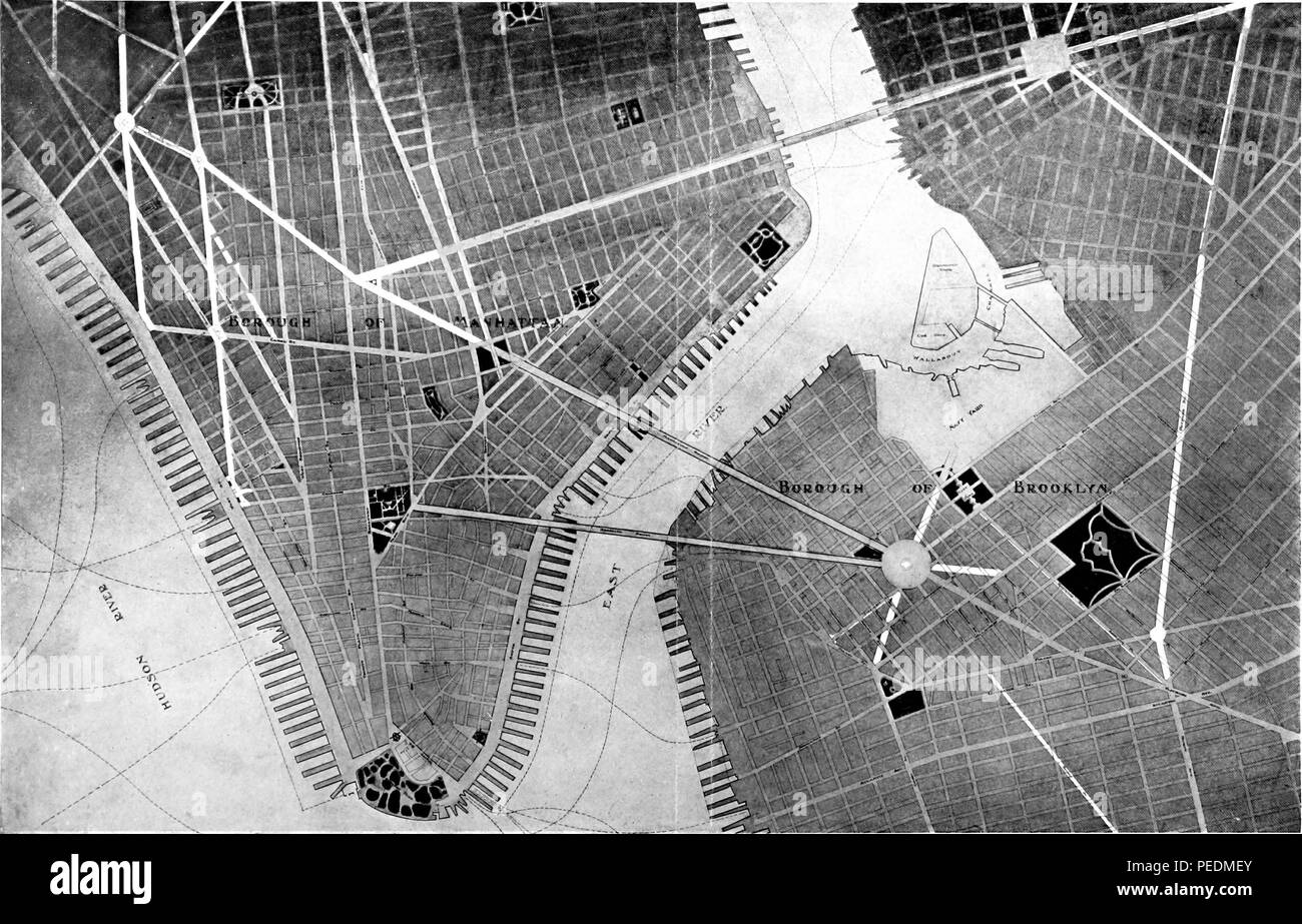 Mappa inciso di Brooklyn e la parte inferiore di Manhattan, New York City, 1907. La cortesia Internet Archive. () Foto Stock