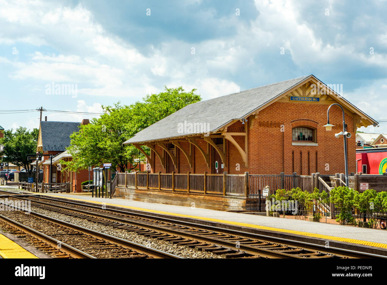 Freight Shed, Gaithersburg Railroad Station, 5 vertice Sud Avenue, Gaithersburg, Maryland Foto Stock