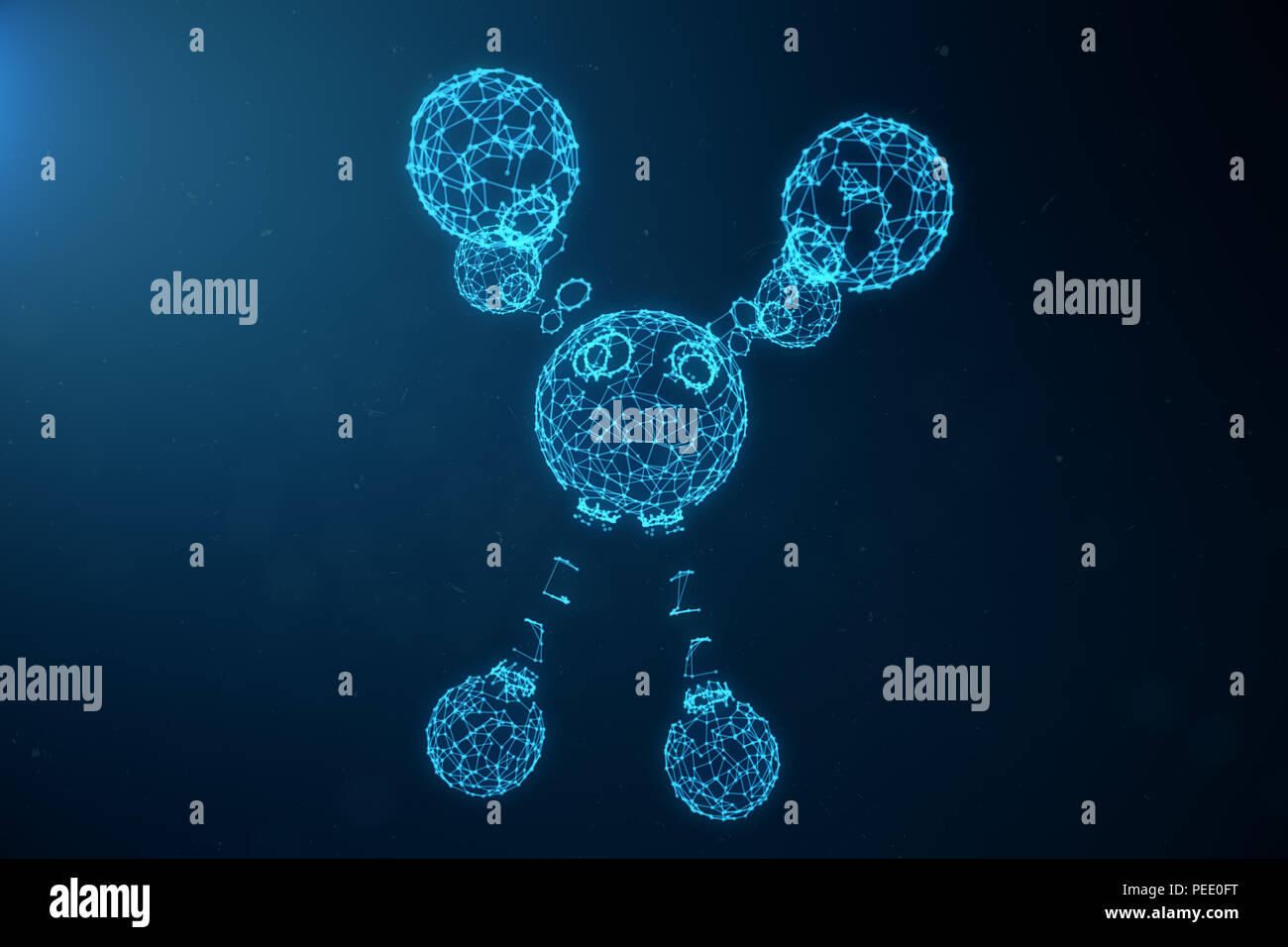 Atomi digitale struttura. La scienza medica o sfondo con Molecole e atomi. Bassa poligonale struttura griglia, collegamento linee e punti, struttura a Foto Stock