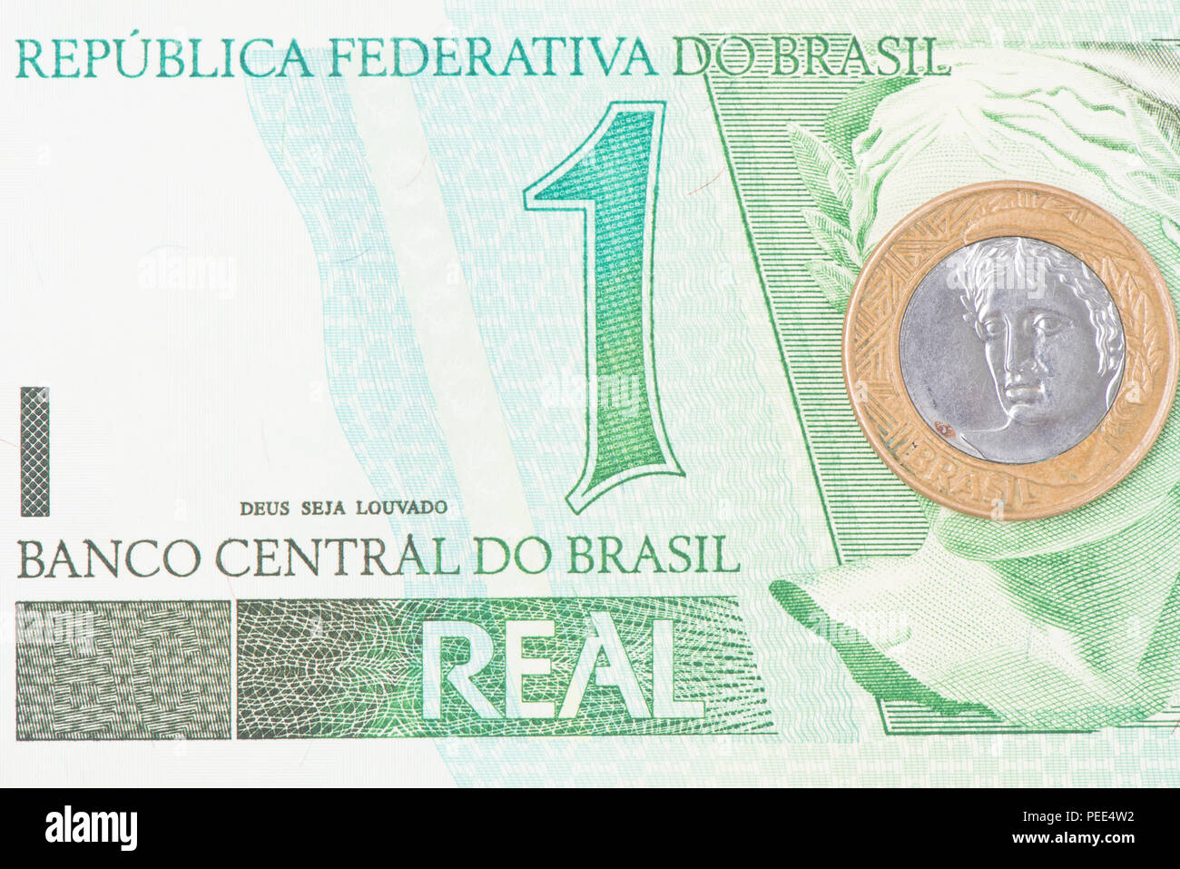 Dettaglio del brasiliano 1 BRL valuta Foto Stock