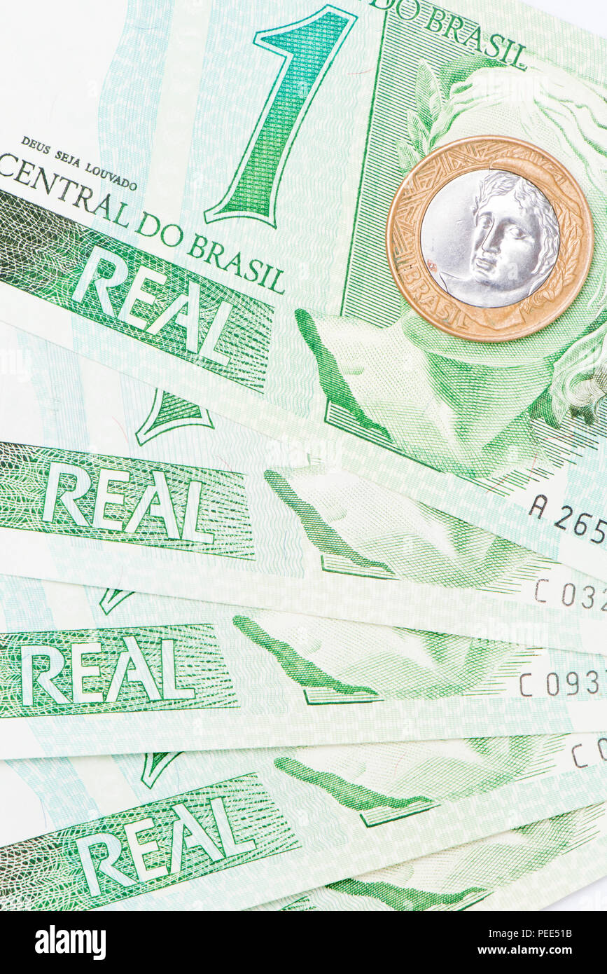 Dettaglio del brasiliano 1 BRL valuta Foto Stock
