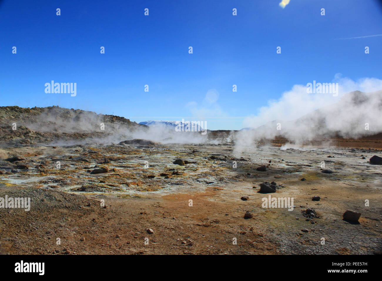 Attività geotermica a Hverir . Myvatn, Islanda. Foto Stock