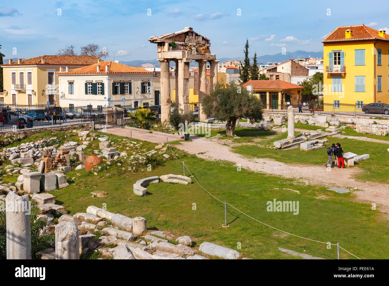 Rimane del romano Agorà di Atene, Grecia Foto Stock