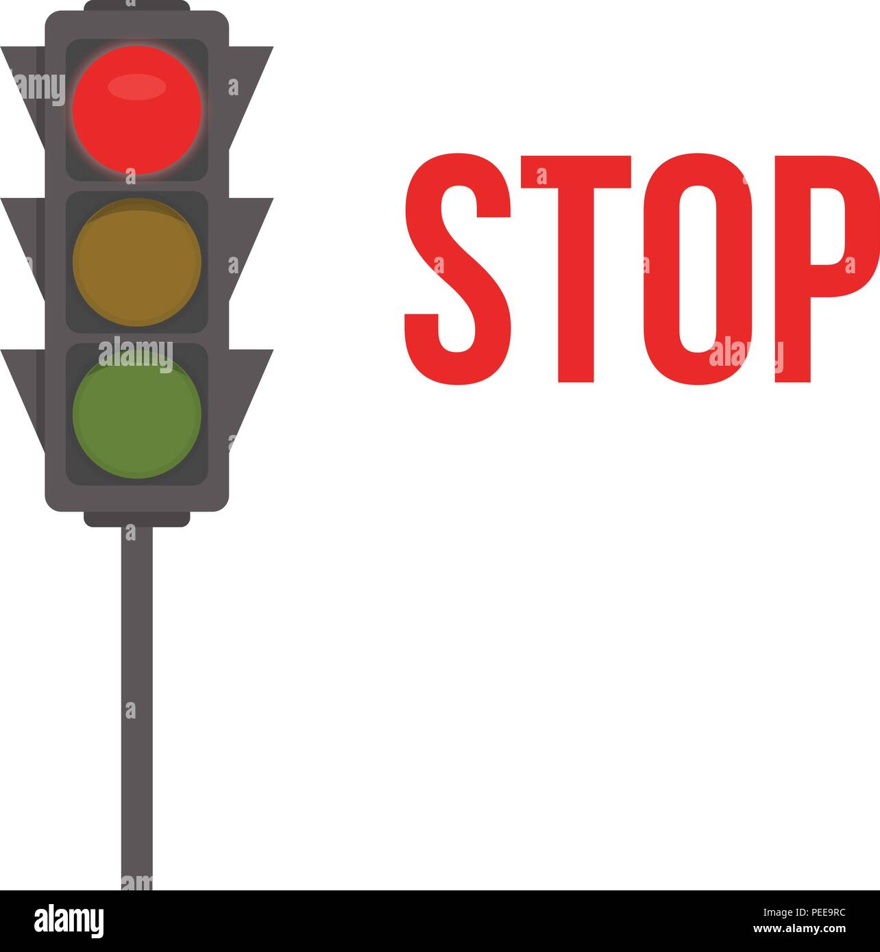 Semaforo icona isolato. Luci Rosse, il segnale di stop del semaforo illustrazione vettoriale su sfondo bianco. Intersezione stradale, regolamento segno, regole di traffico elemento di design. Illustrazione Vettoriale