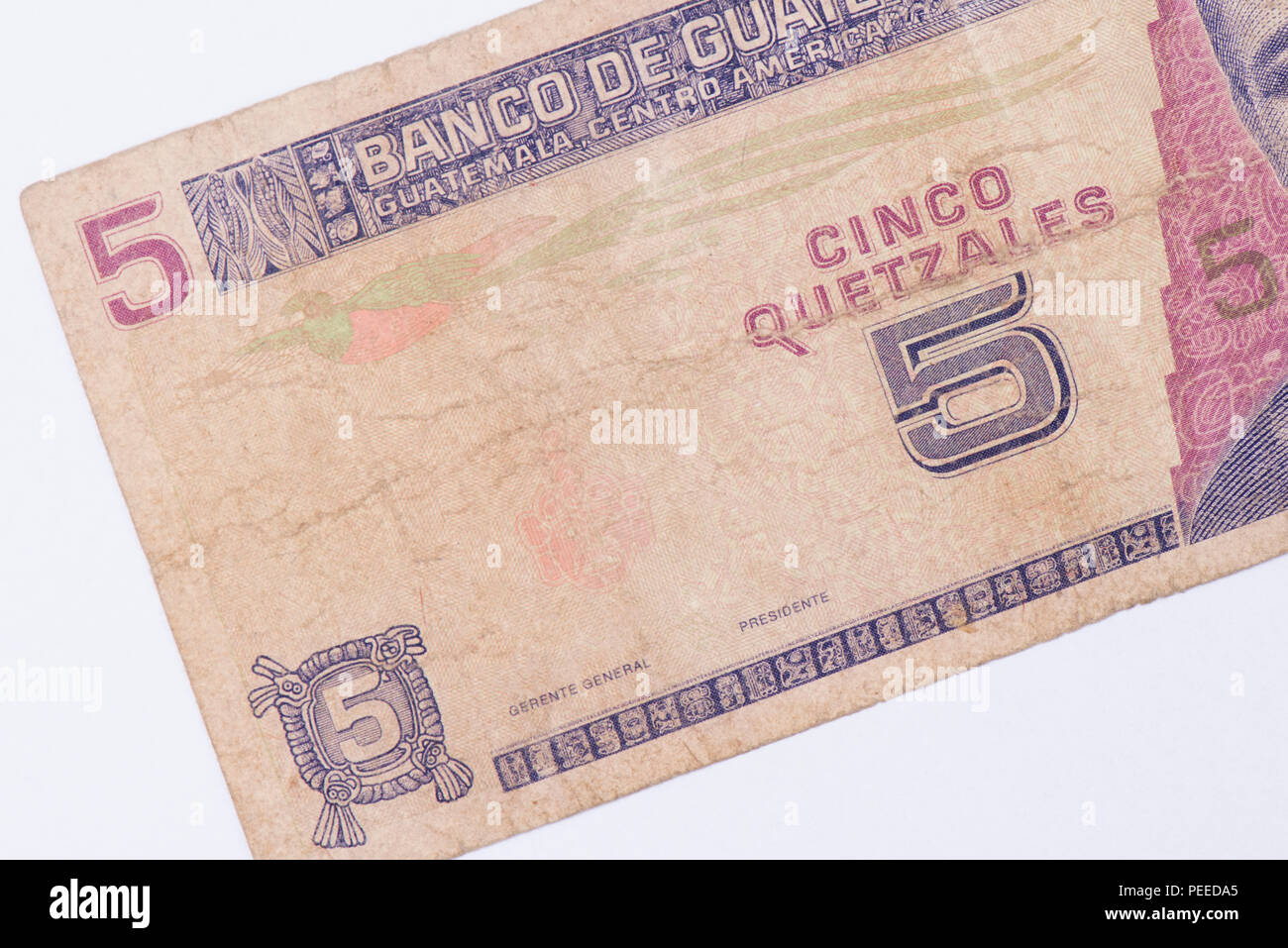 Close up dettaglio Guatemala carta moneta Foto Stock