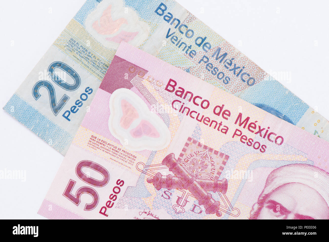 Close up dettaglio Messico carta moneta Foto Stock