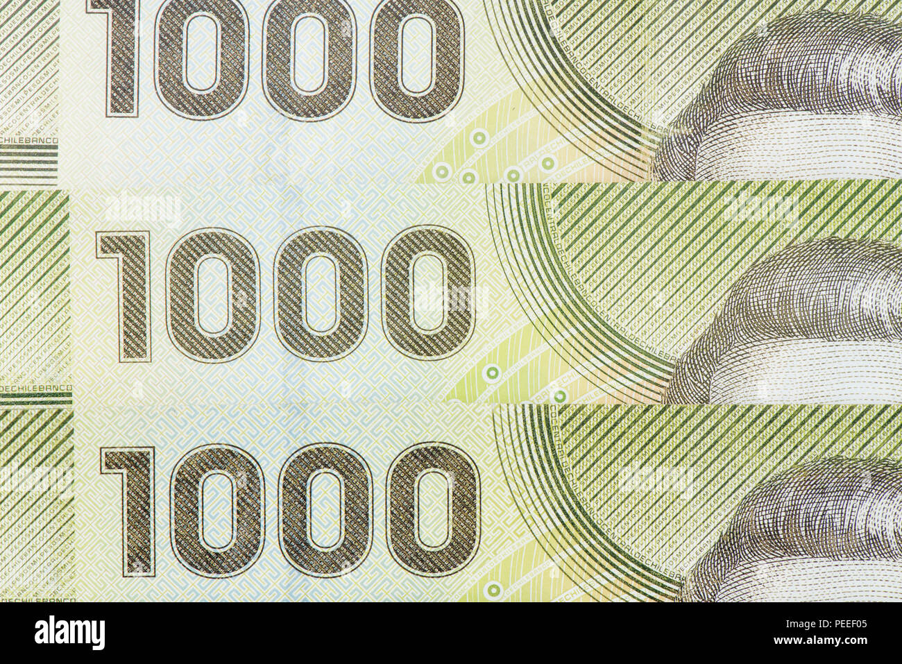 Close up dettaglio cile carta moneta Foto Stock