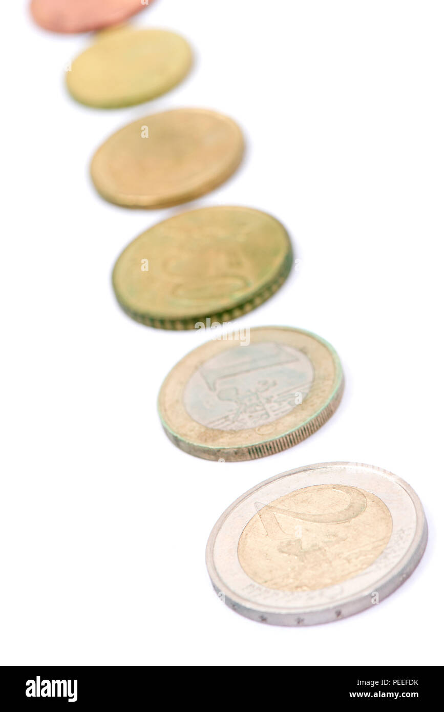 Unione Europea monete, concentrarsi su 2 euro. Foto Stock
