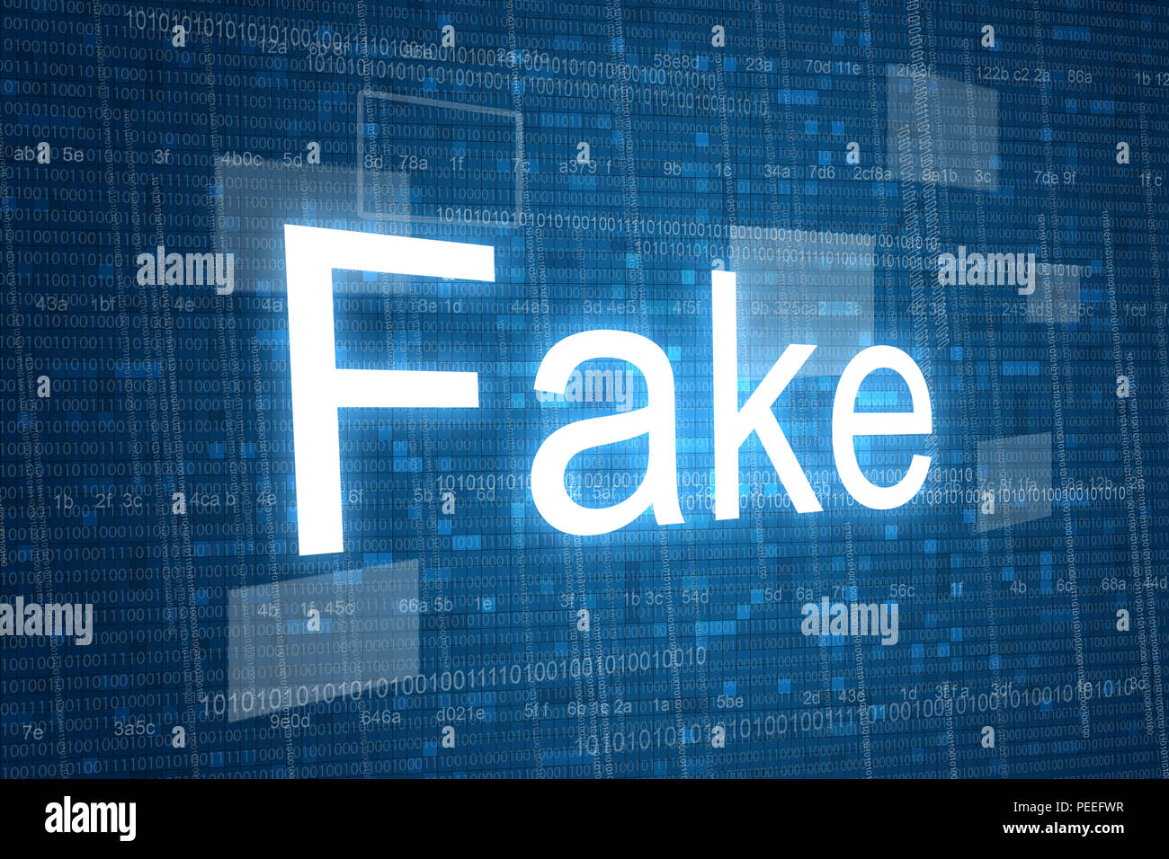Fake parola su sfondo digitale, concetto virtuale Foto Stock