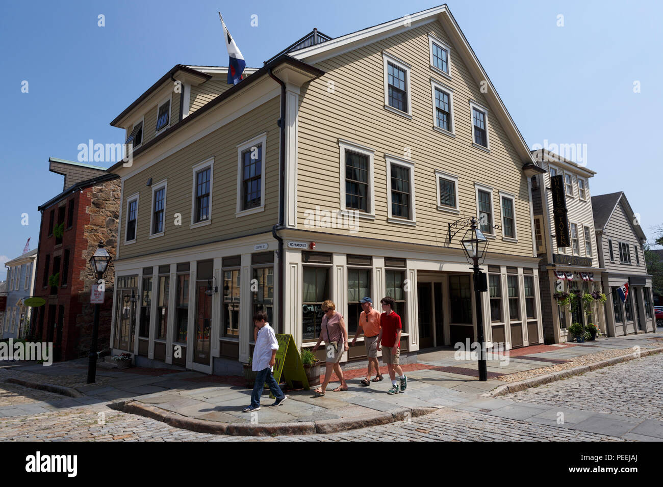 City street scene, edifici storici, architettura, downtown waterfront New Bedford, Massachusetts, STATI UNITI D'AMERICA Foto Stock