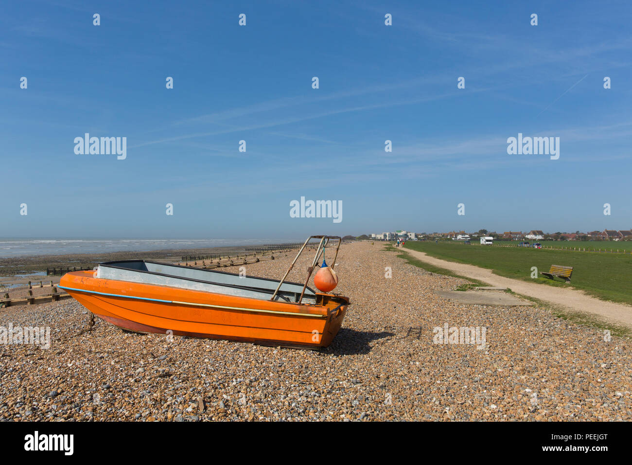 Angmering-on-Sea beach a ovest di Worthing West Sussex England Regno Unito vicino Kingston Foto Stock