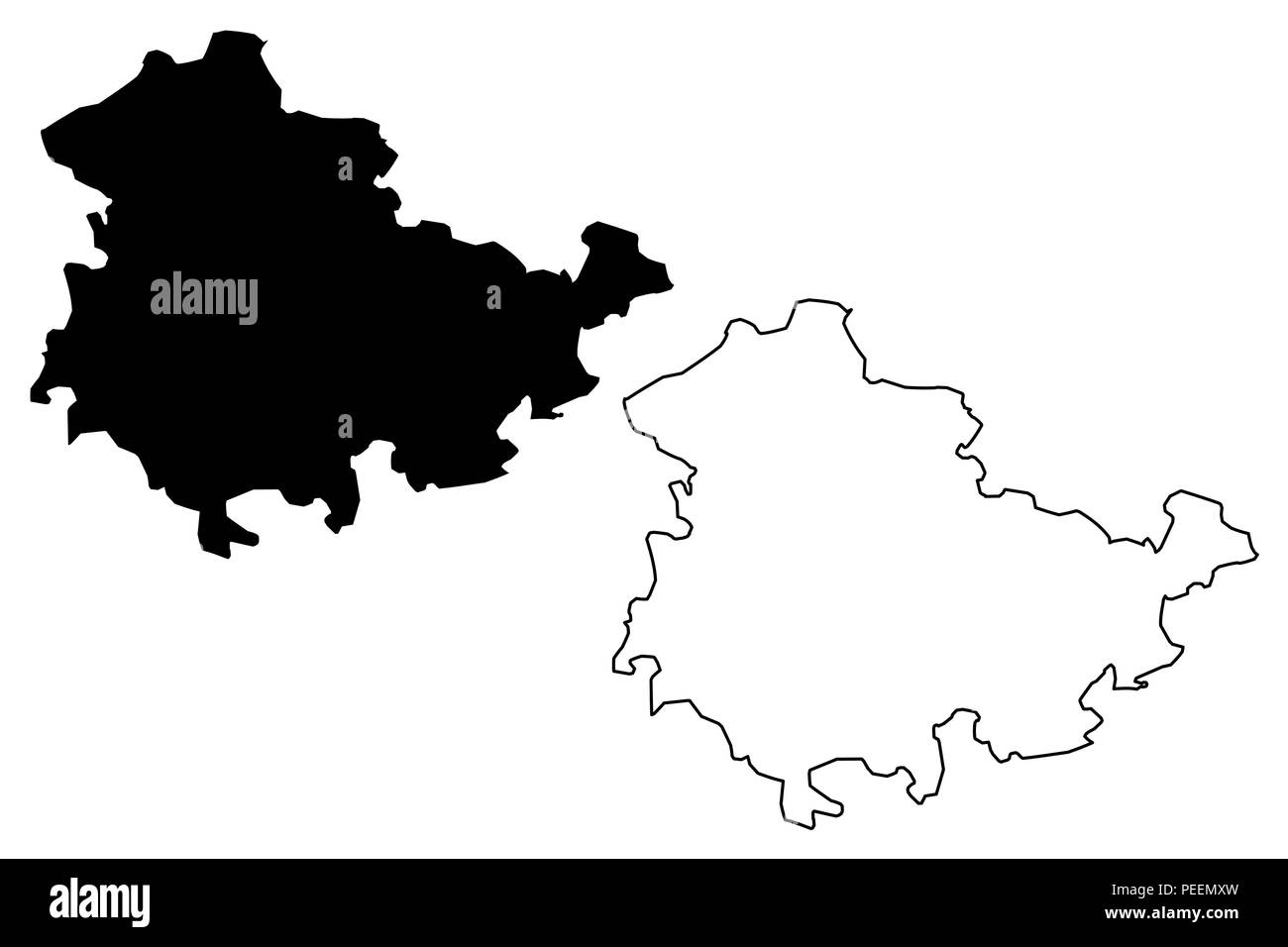 Turingia (Repubblica federale di Germania, Membro della Germania) mappa illustrazione vettoriale, scribble schizzo Turingia mappa Illustrazione Vettoriale